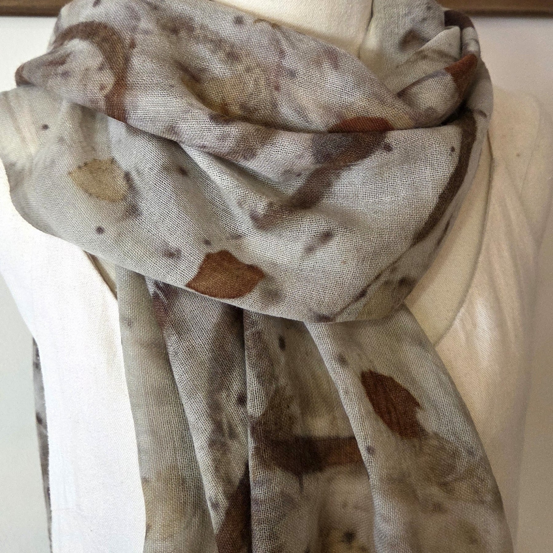 The Marlee - Pure Fine Handloomed Wool Ecoprint Scarf/Wrap