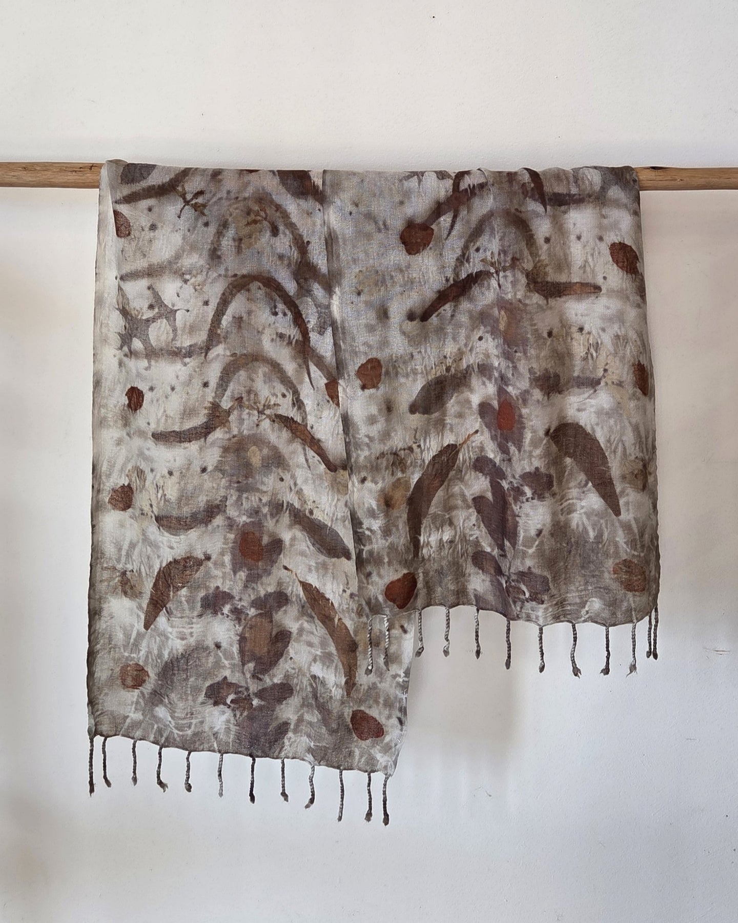 The Marlee - Pure Fine Handloomed Wool Ecoprint Scarf/Wrap