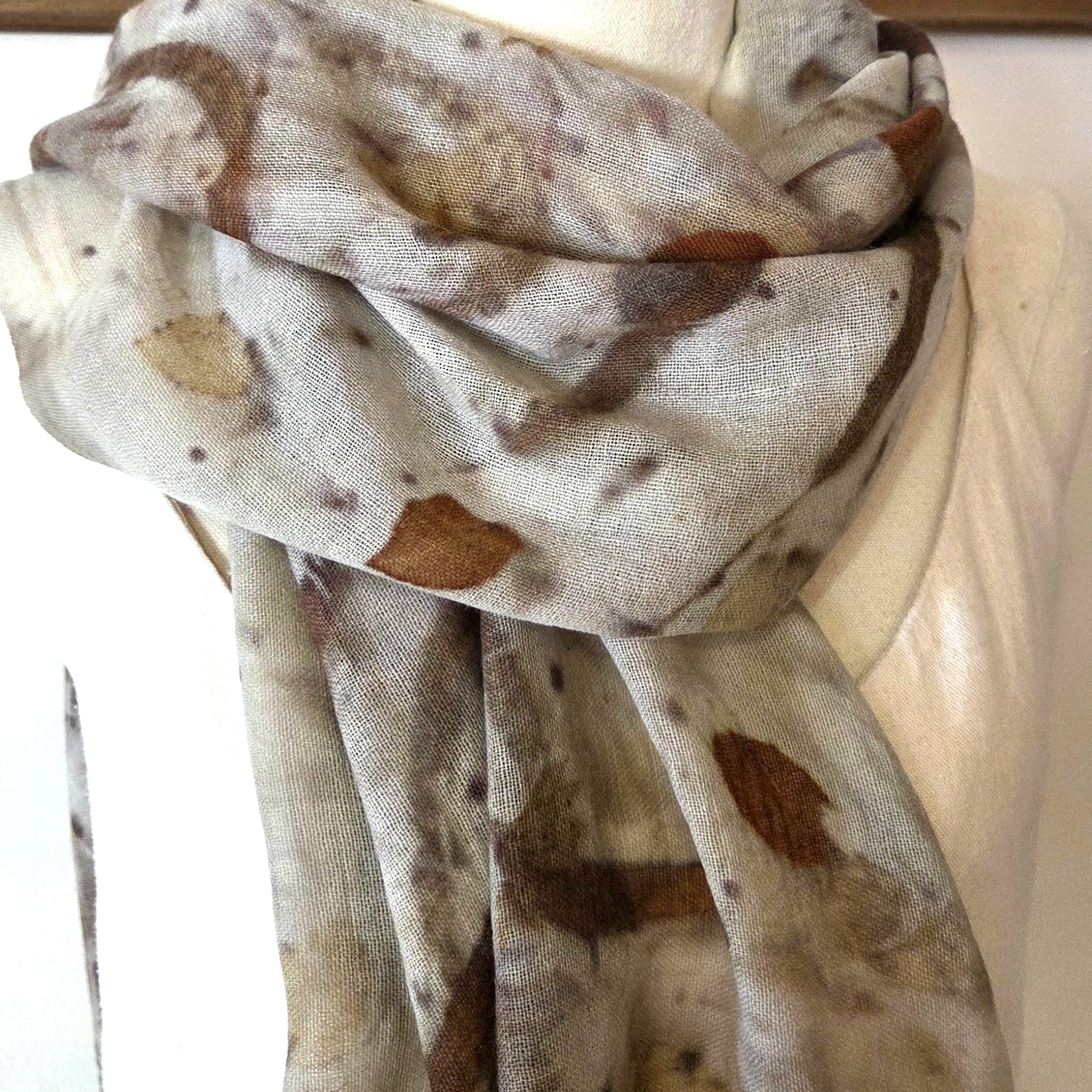 The Marlee - Pure Fine Handloomed Wool Ecoprint Scarf/Wrap