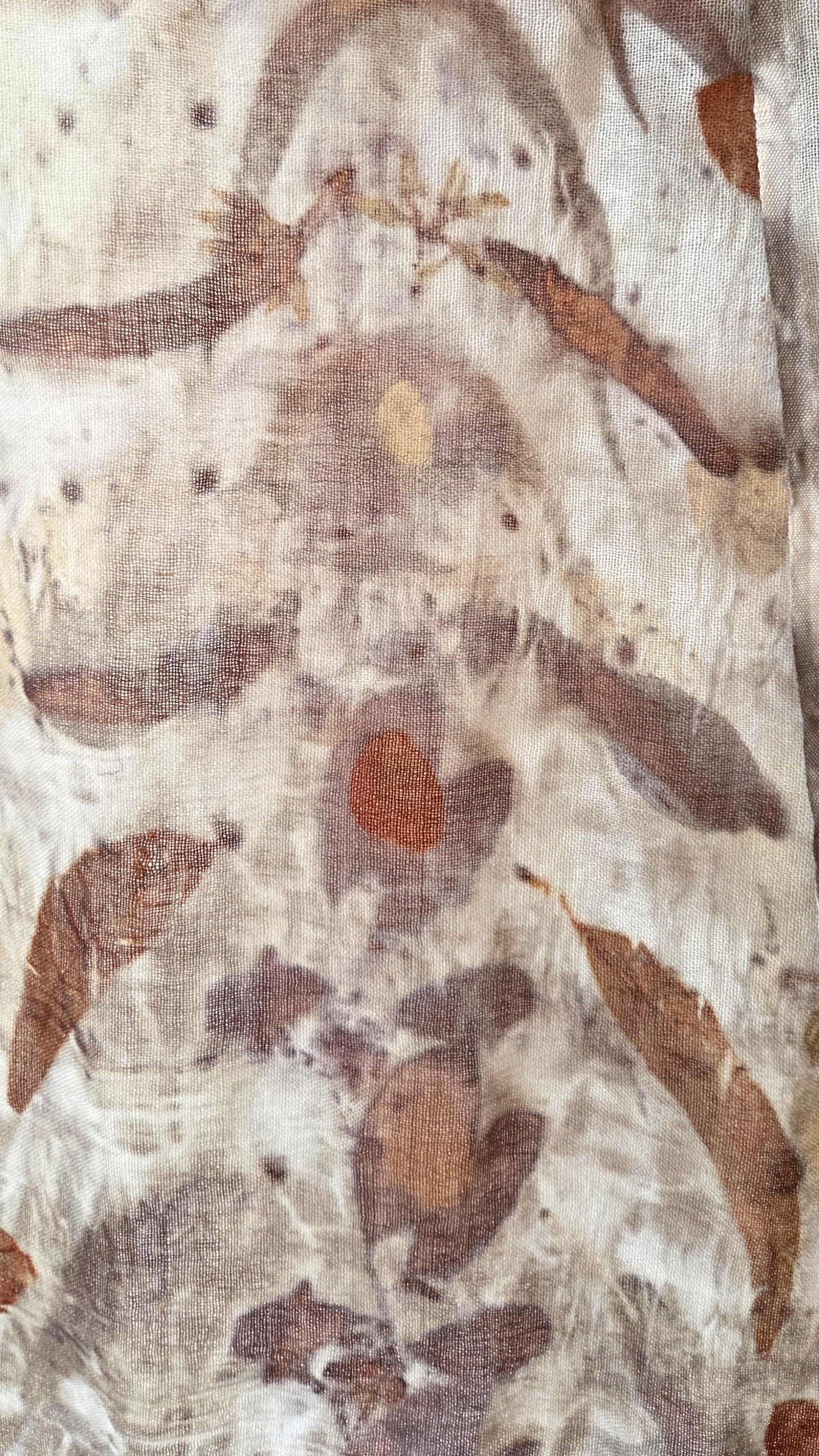 The Marlee - Pure Fine Handloomed Wool Ecoprint Scarf/Wrap