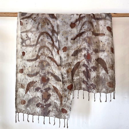 The Marlee - Pure Fine Handloomed Wool Ecoprint Scarf/Wrap