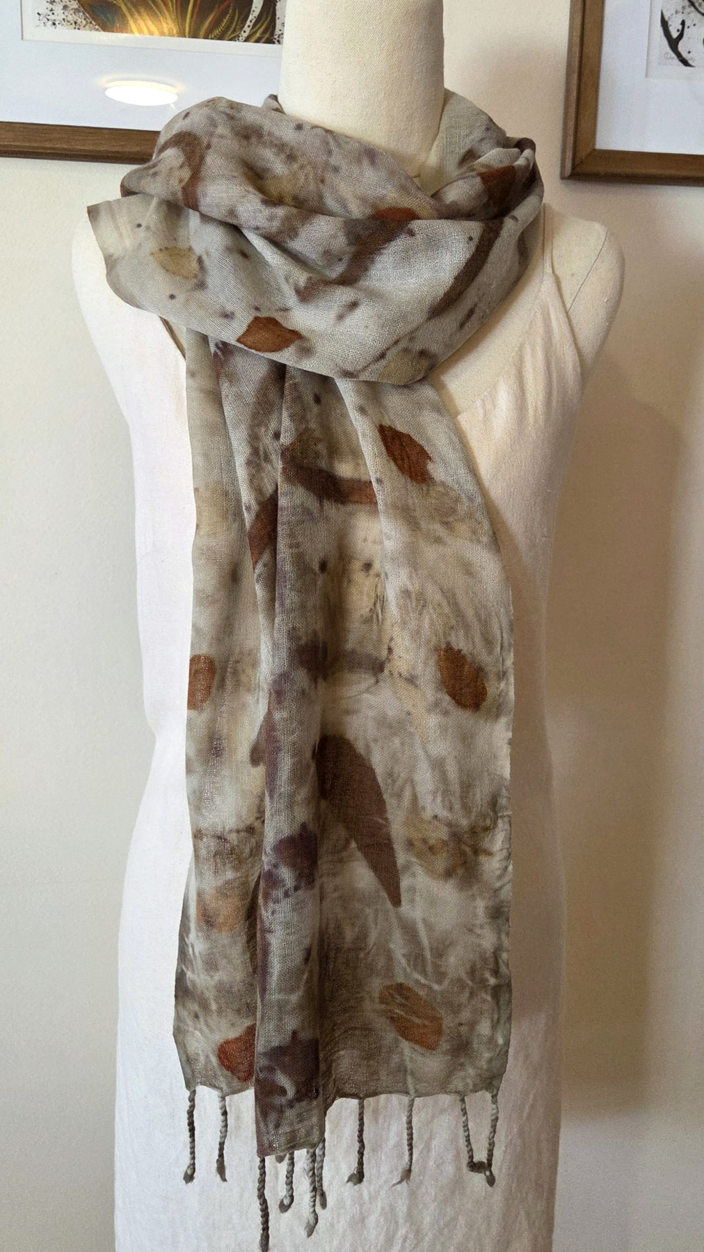 The Marlee - Pure Fine Handloomed Wool Ecoprint Scarf/Wrap