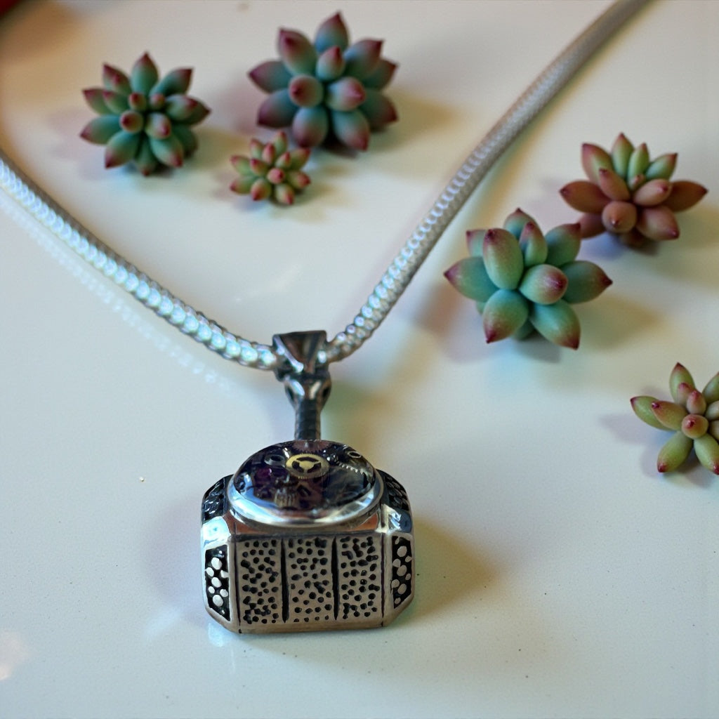 Steampunk watch parts hammer mens necklace