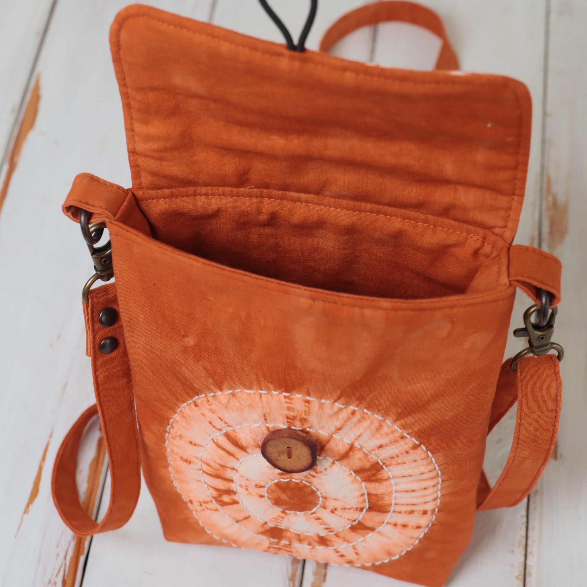 Tie Dyed Small Messenger/Cross Body Bag, Ochre