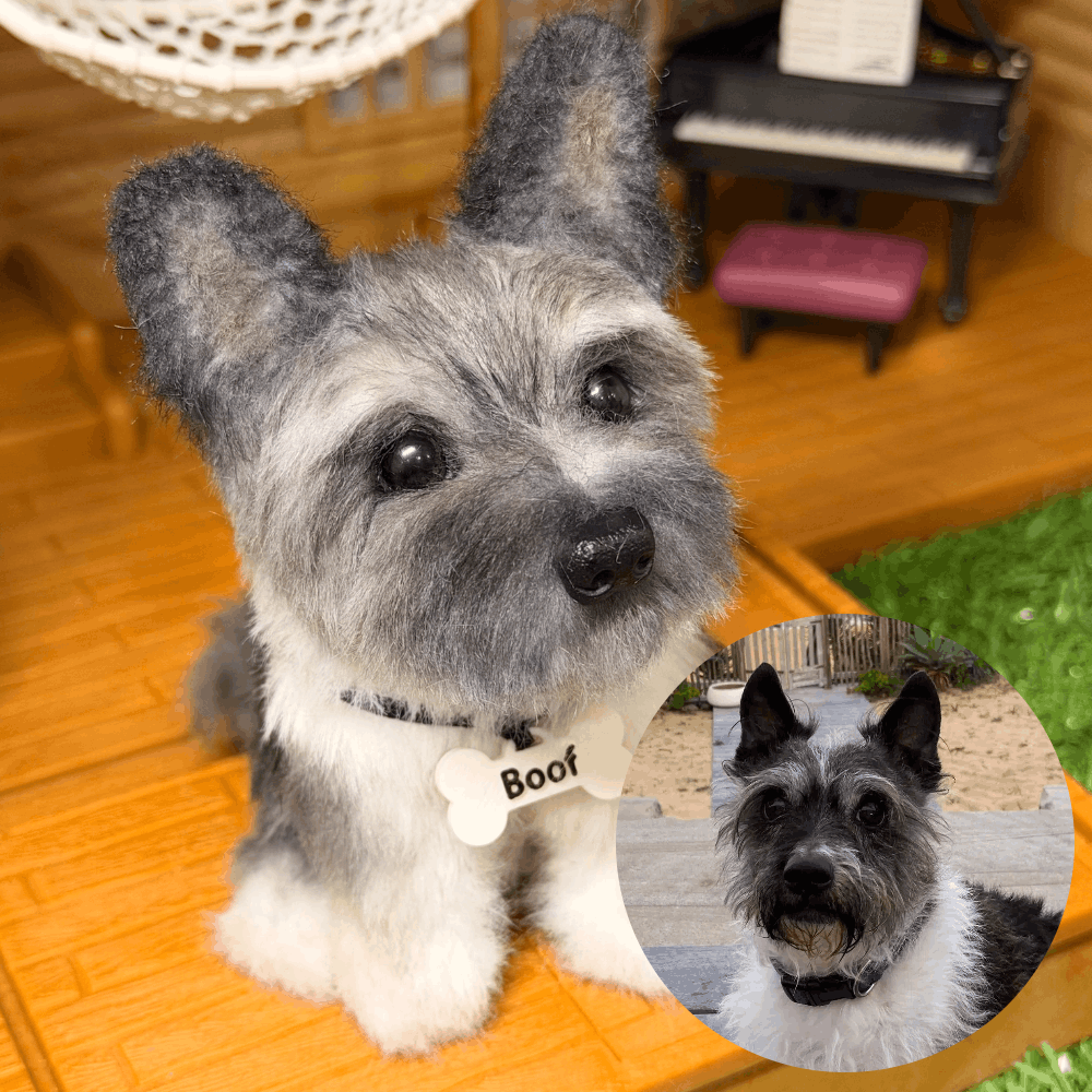 Custom Dog Replica from Photo, Poseable Art Doll, Pet Memorial Keepsake - Handmade Soft Sculpture, Personalised Plushie Ornament
