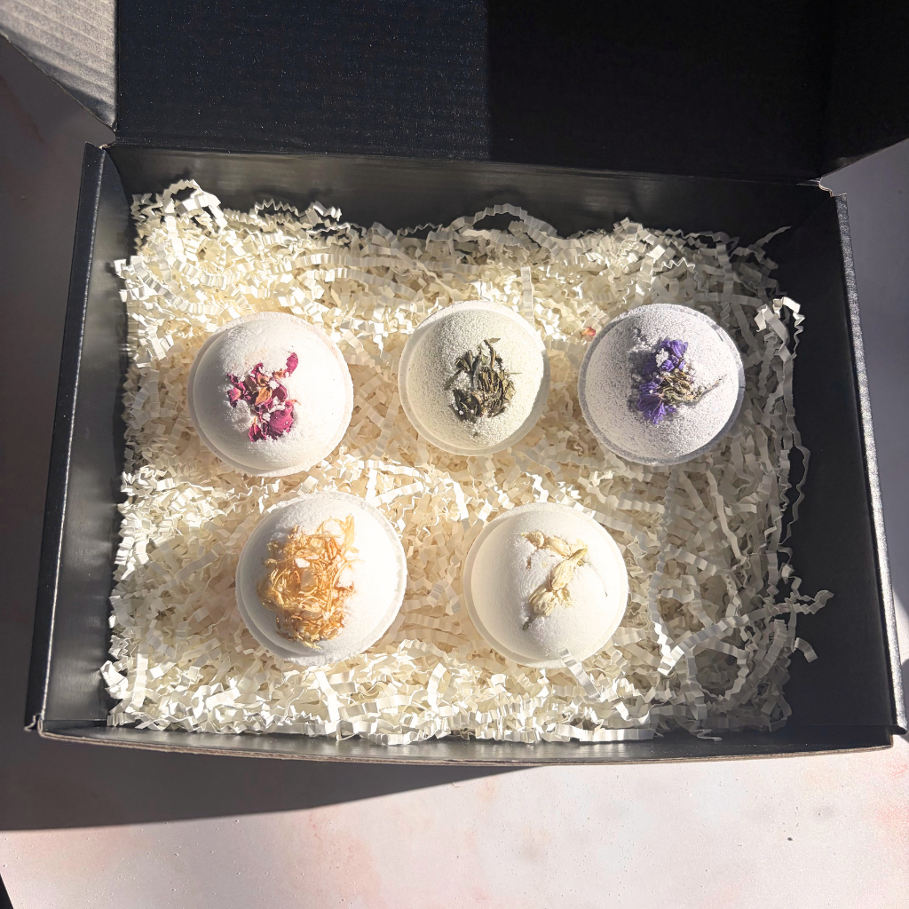 Essential Oil Bath Bomb Discovery Set | 5 Mini Botanical Bath Bombs