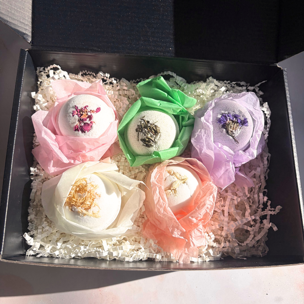 Essential Oil Bath Bomb Discovery Set | 5 Mini Botanical Bath Bombs
