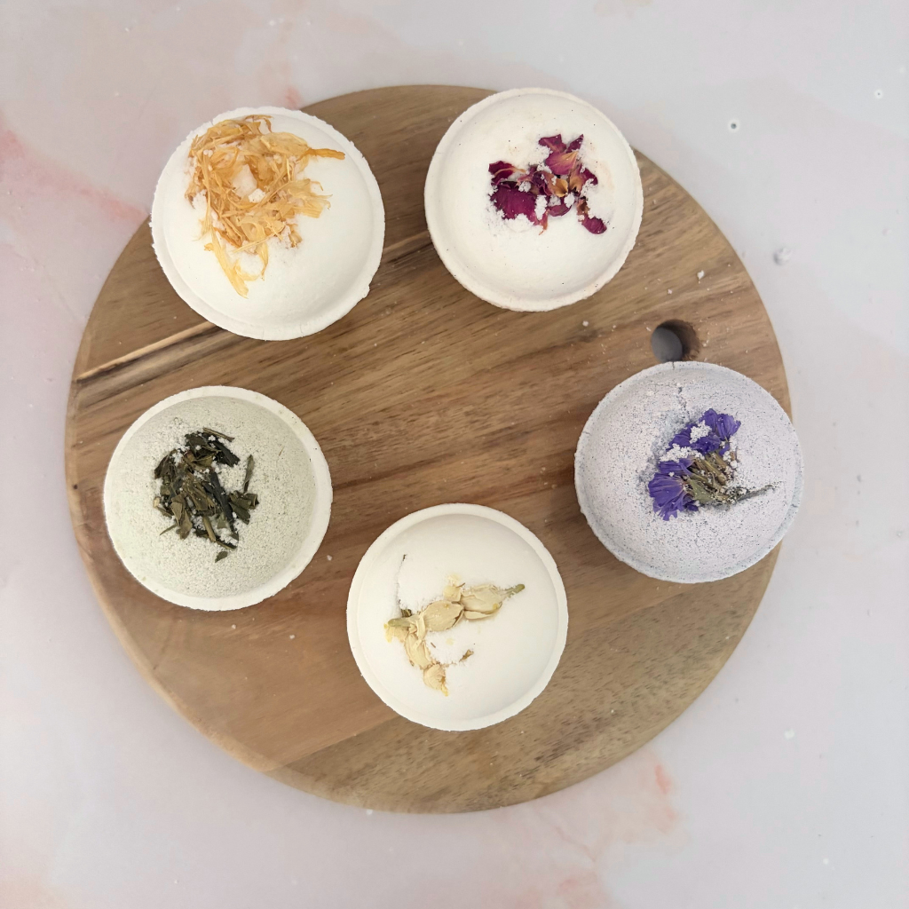 Essential Oil Bath Bomb Discovery Set | 5 Mini Botanical Bath Bombs