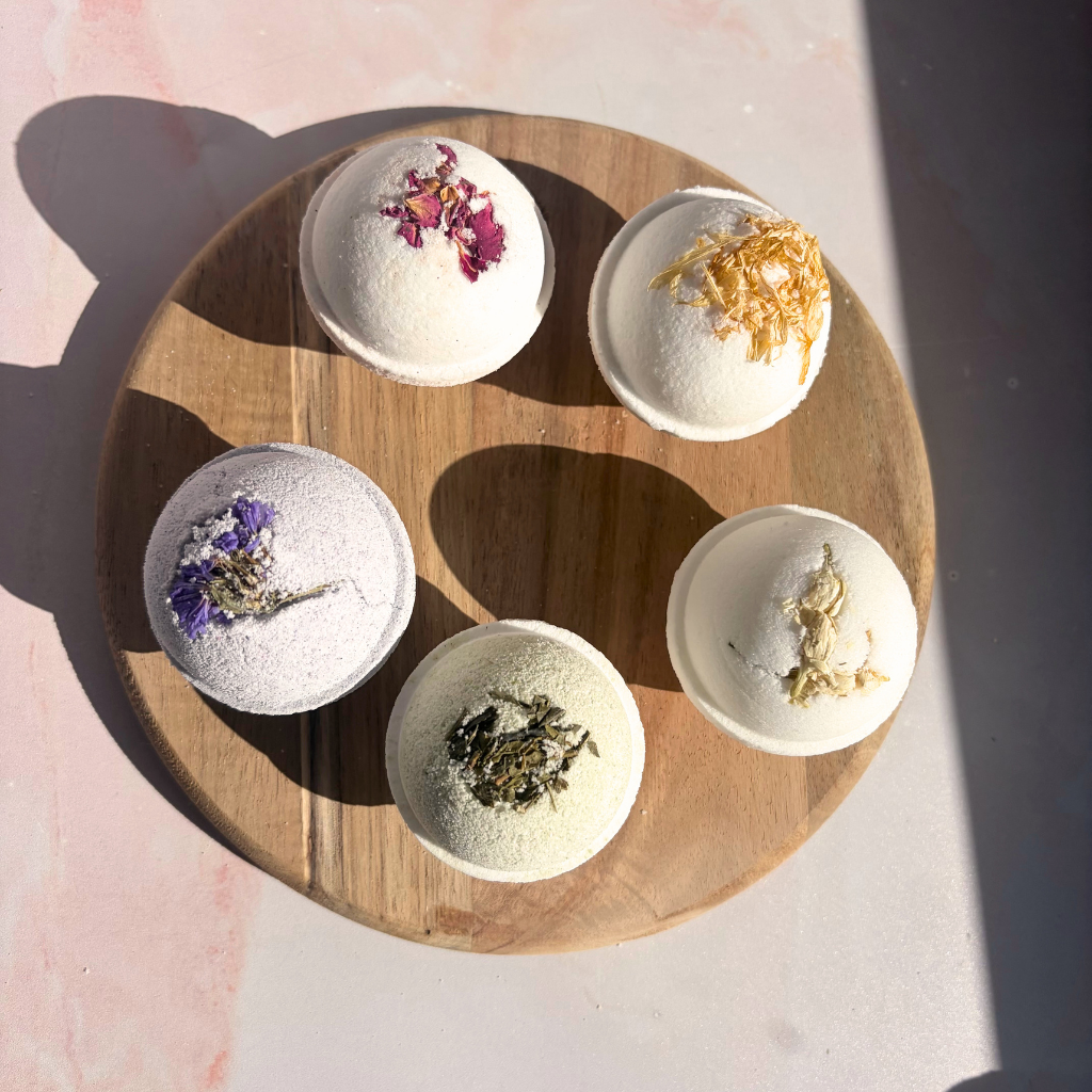 Essential Oil Bath Bomb Discovery Set | 5 Mini Botanical Bath Bombs