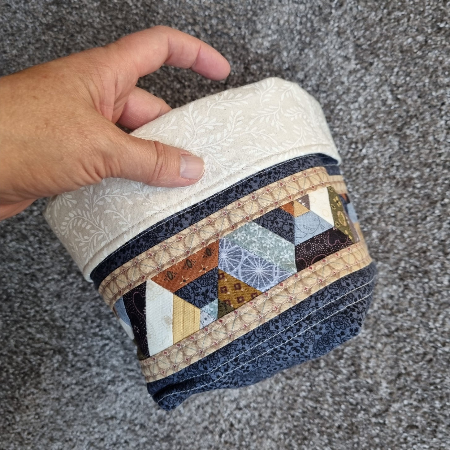 Patchwork Quilted Fabric Basket Bucket Organiser