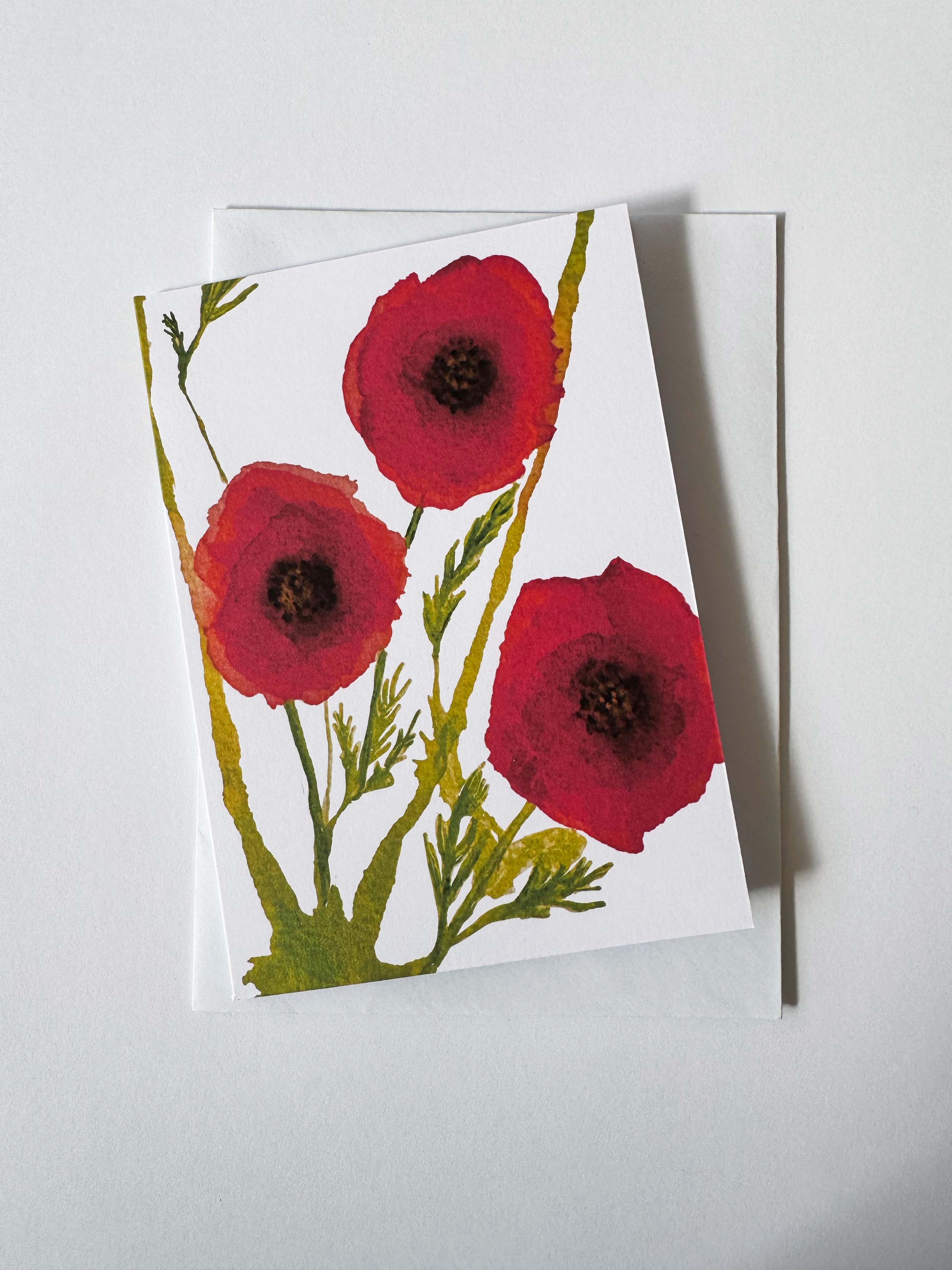 Daisy Greeting Card Set: Hand-Drawn Floral Design, recycled card and envelope.