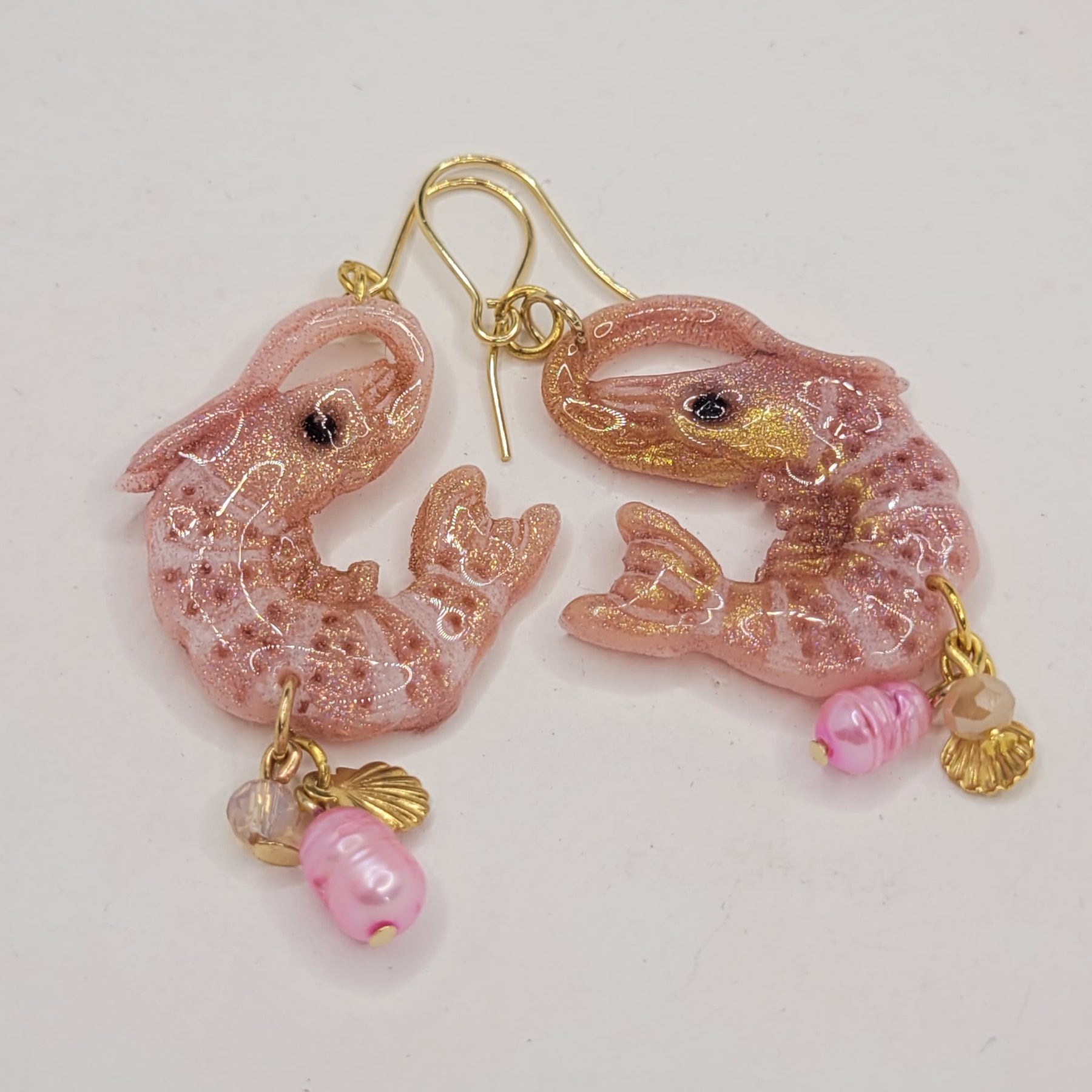 Shimmering Prawn Earrings