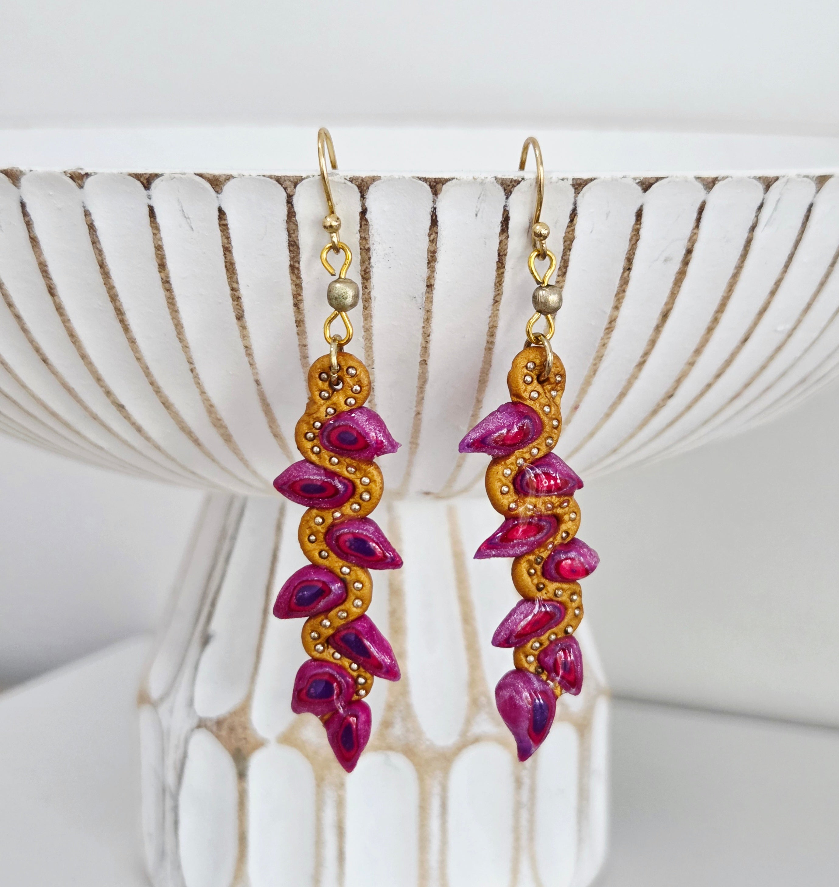 Pink and Gold Statement Earrings
