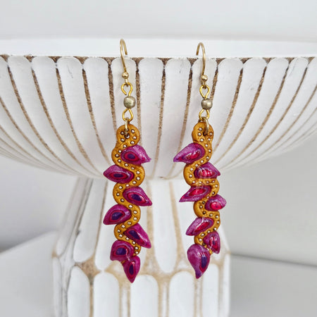 Pink and Gold Statement Earrings