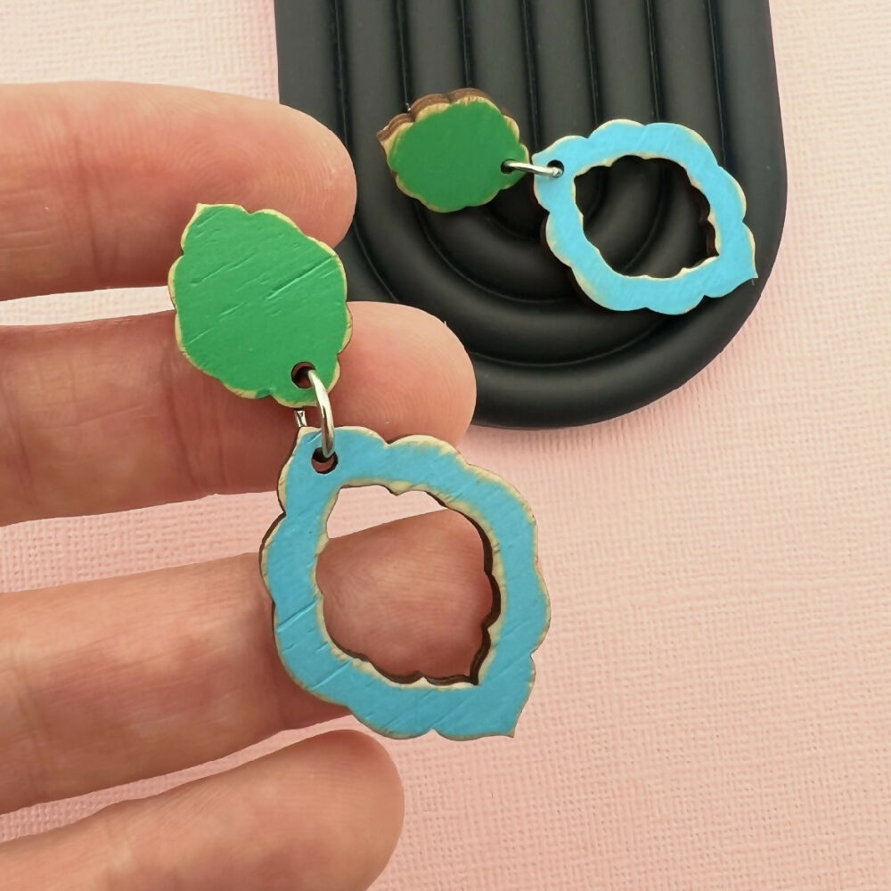 Classic Shaped Hand Painted Wooden Earrings