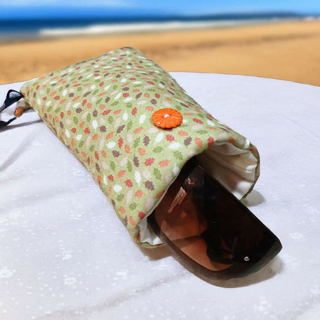 Sunglass case protector, eyewear case, coloured leaf print