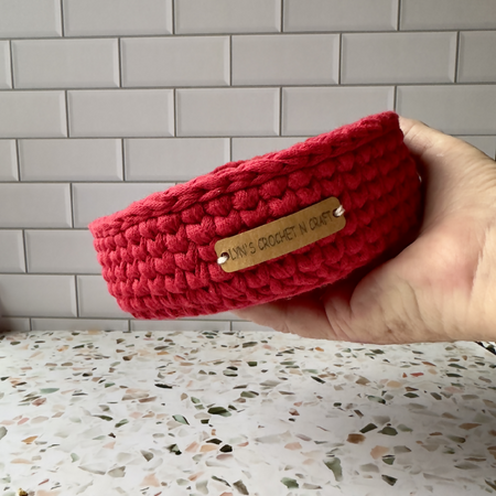 Red Handmade Crochet Basket - small