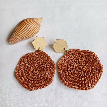 Hexagon Earrings - Copper