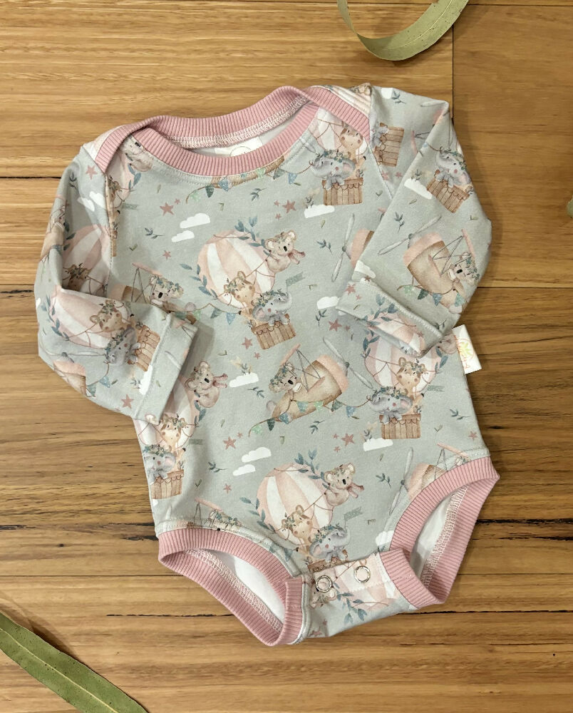 Baby Stretch Body Suit - Koalas Hot Air Balloons