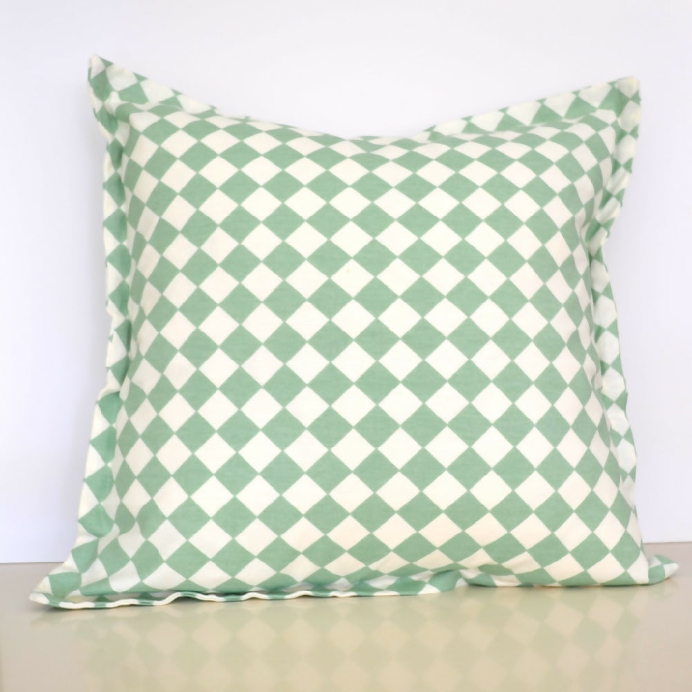 Mint Checkerboard Cushion Cover Outdoor Fabric 50cm x 50cm