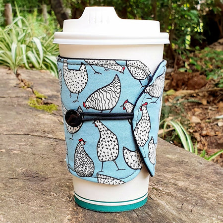 Coffee Cup Cozy/Sleeve - Chickens or Watercolour Chickens (2 options)