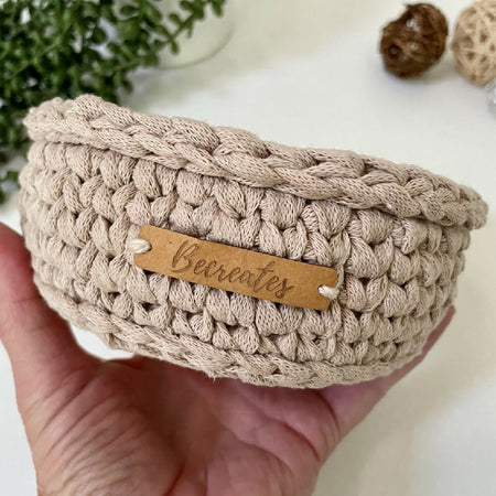 Natural Crochet handmade basket | Home Decor | Small double rim