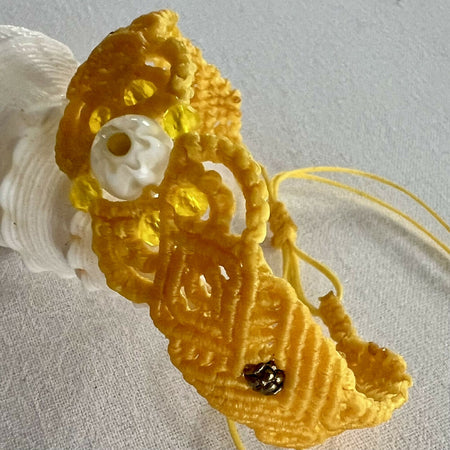 Yellow Macrame Bracelet - Mille Fiori *FREE microfiber pouch macrame flower