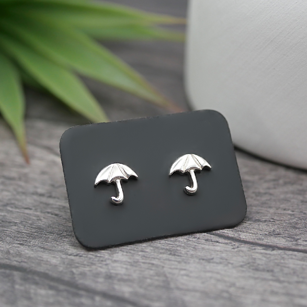 umbrella studs sterling silver black card sml