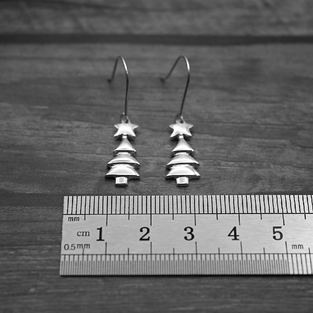 christmas tree earrings sterling silver ruler cms sml