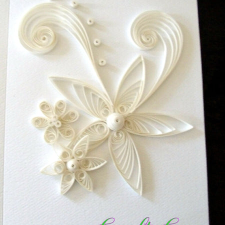 White Flower Quilled Card