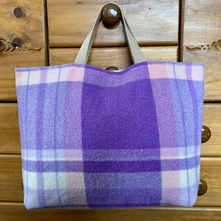 Upcycled Woollen Blanket - Market Tote - Purple