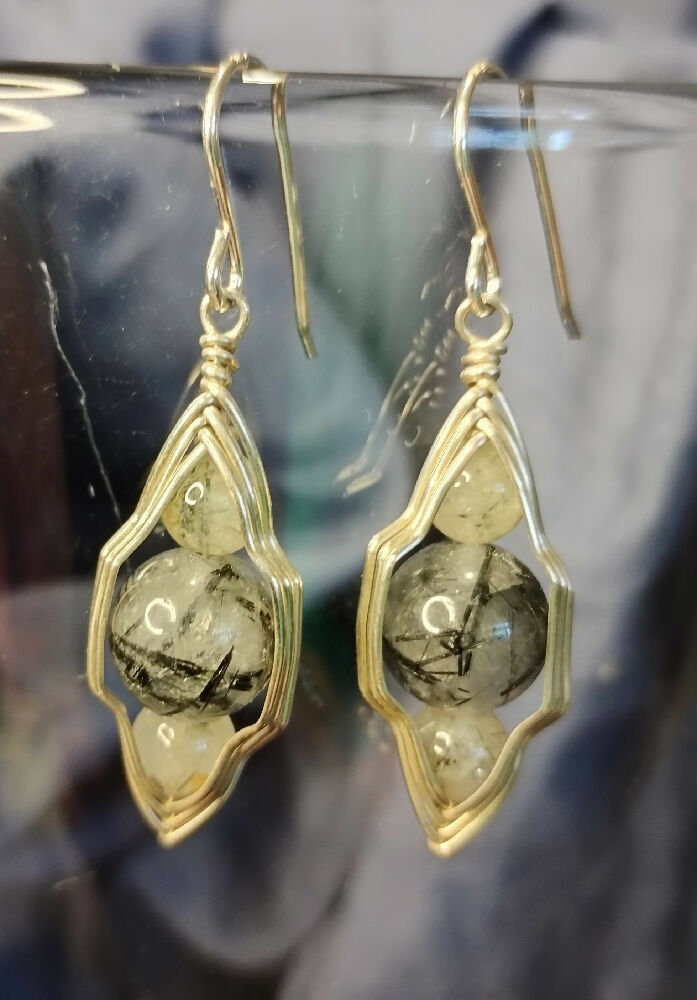 Tourmalinated Quartz Sterling Silver Earrings