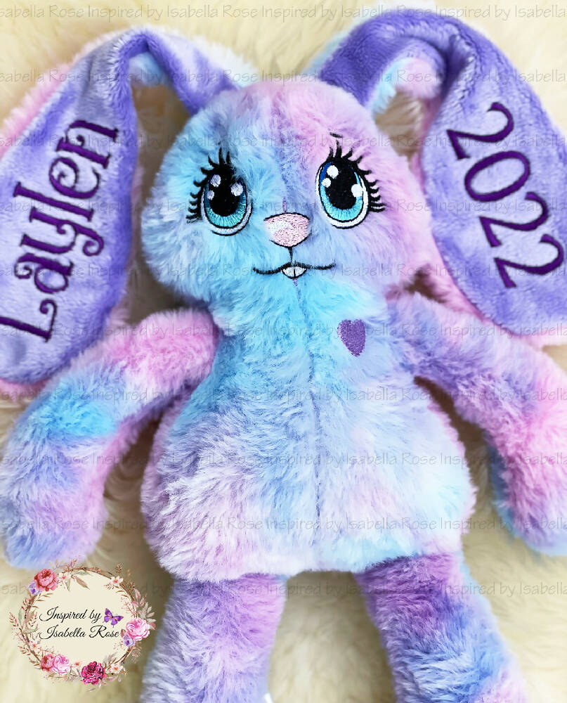 Soft fluffy Bunny, Embroidered Name, 1st Easter, Made to order