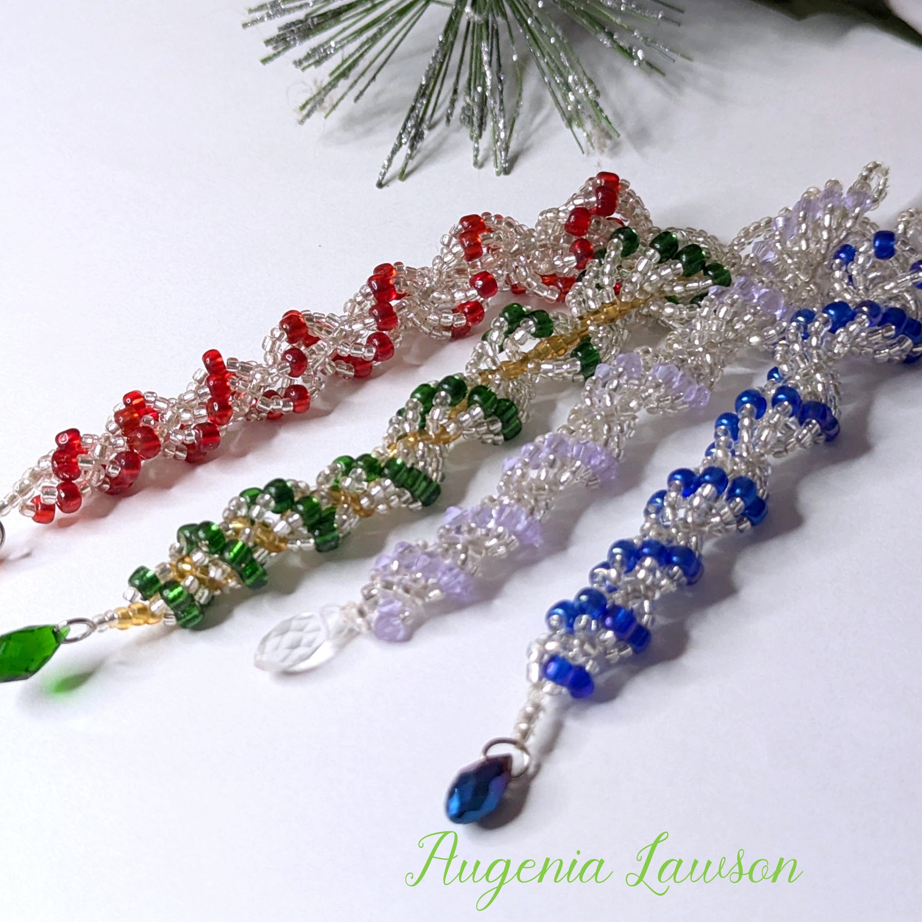 Handmade Beaded Icicle Ornaments – Set of 5 – Christmas Tree Decorations – Seed and Bugle Bead Variations