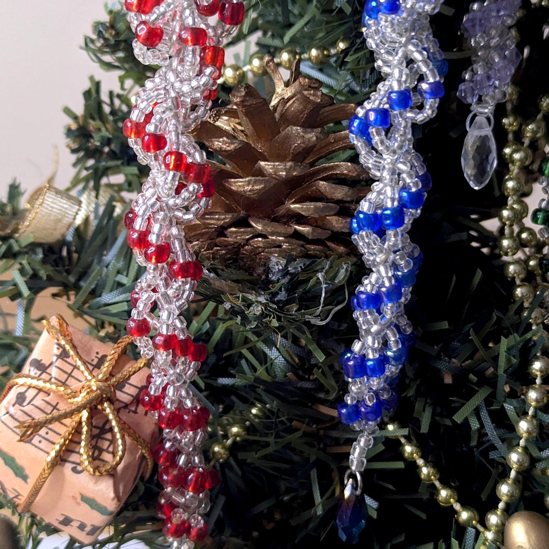 Handmade Beaded Icicle Ornaments – Set of 5 – Christmas Tree Decorations – Seed and Bugle Bead Variations