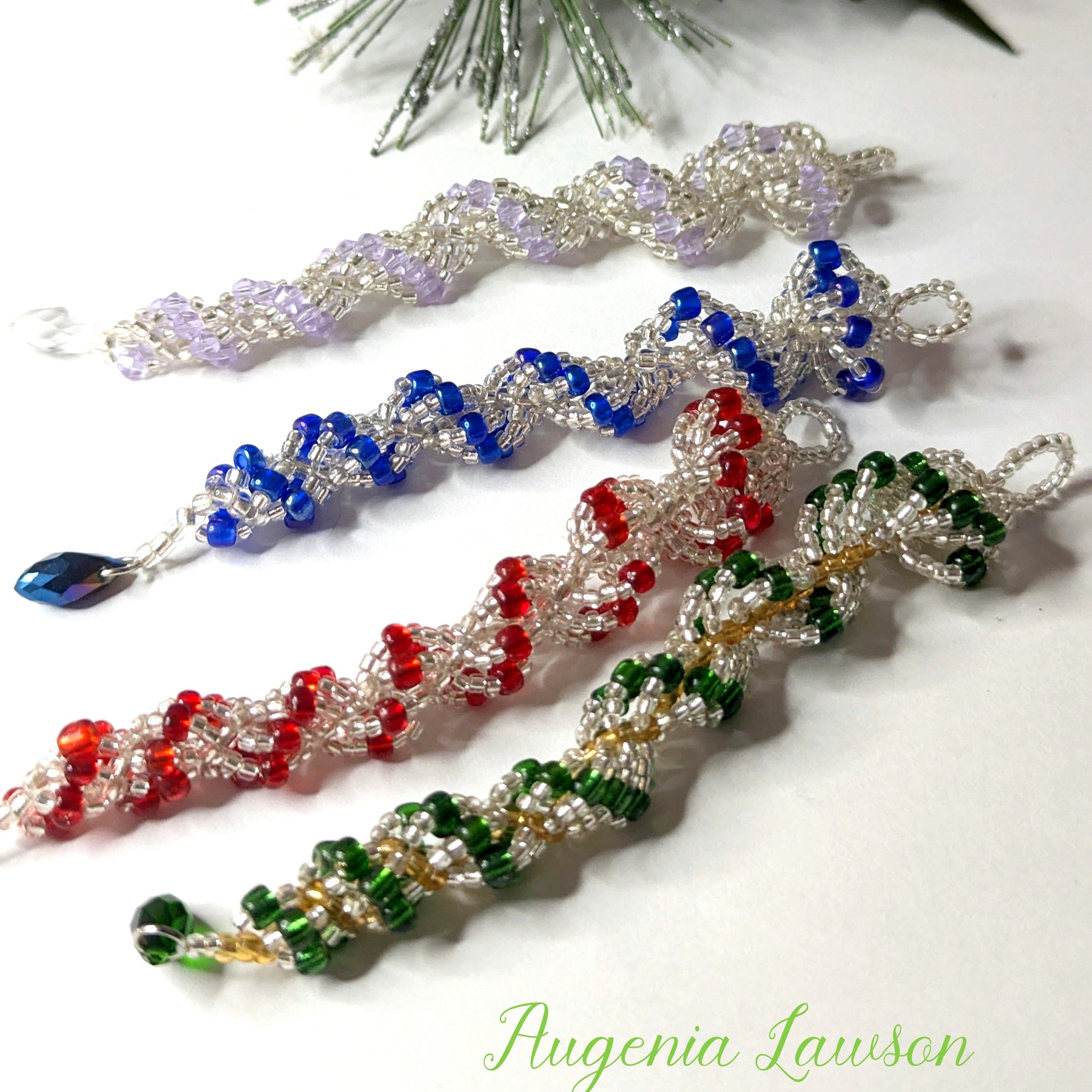 Handmade Beaded Icicle Ornaments – Set of 5 – Christmas Tree Decorations – Seed and Bugle Bead Variations