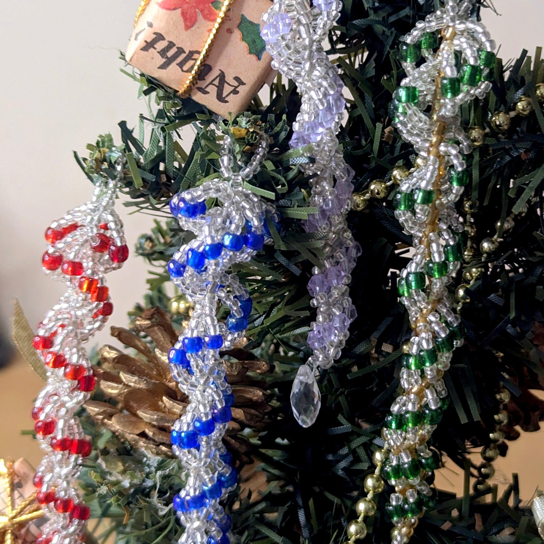 Handmade Beaded Icicle Ornaments – Set of 5 – Christmas Tree Decorations – Seed and Bugle Bead Variations