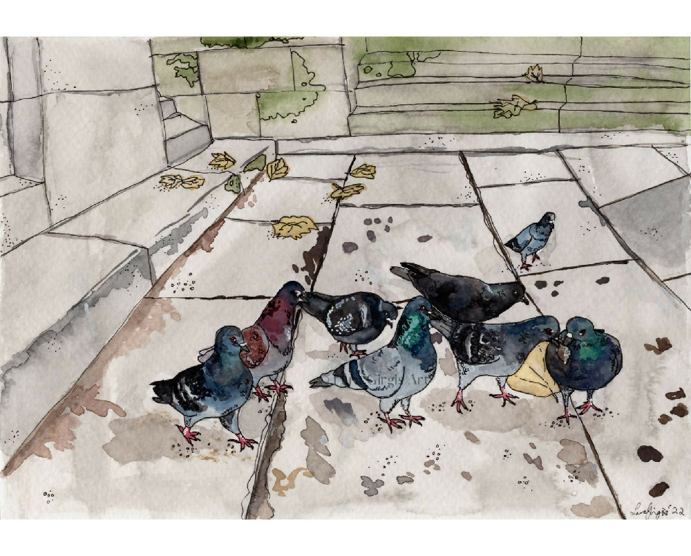 Pigeon Politics - art print