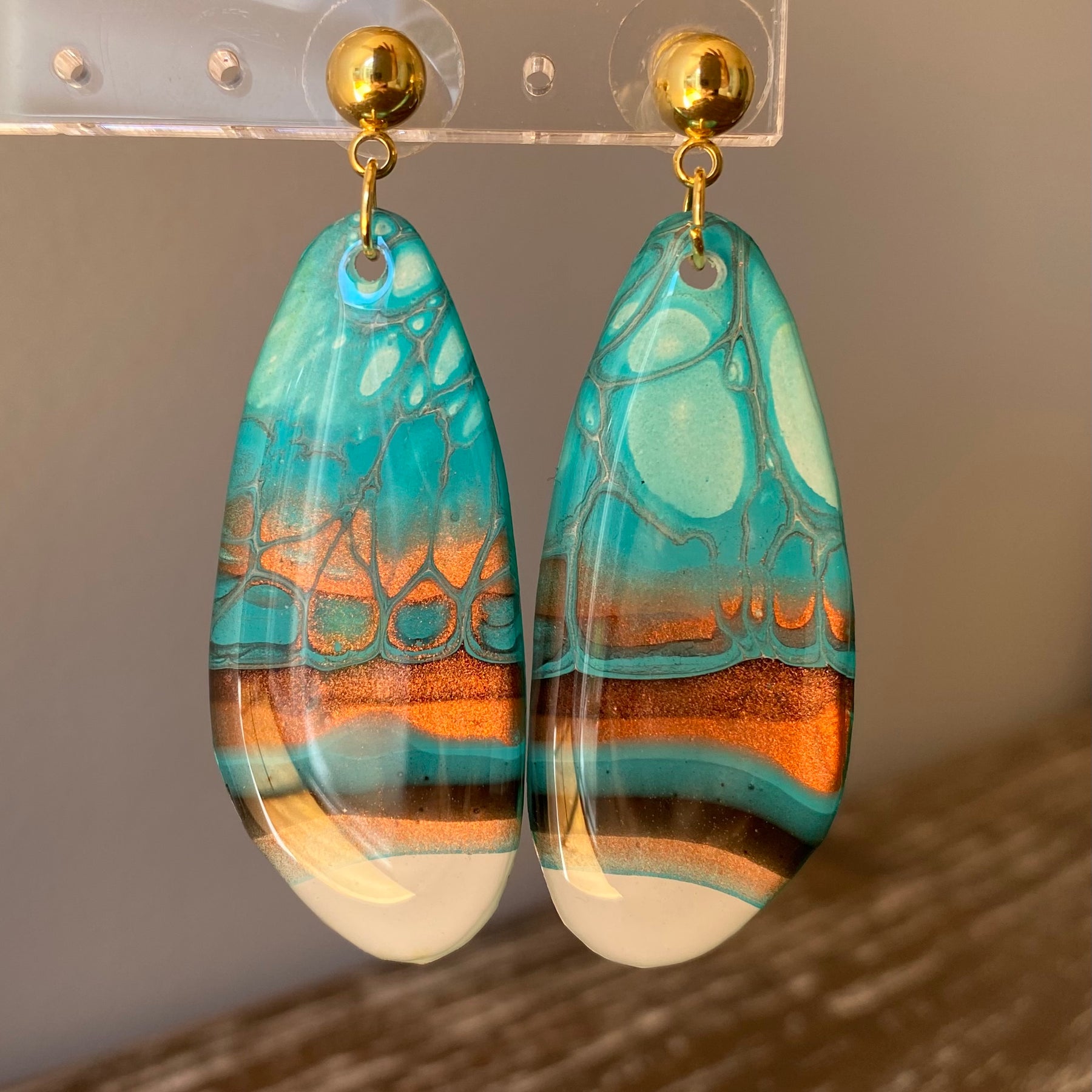Original Art Turquoise Stud Earrings
