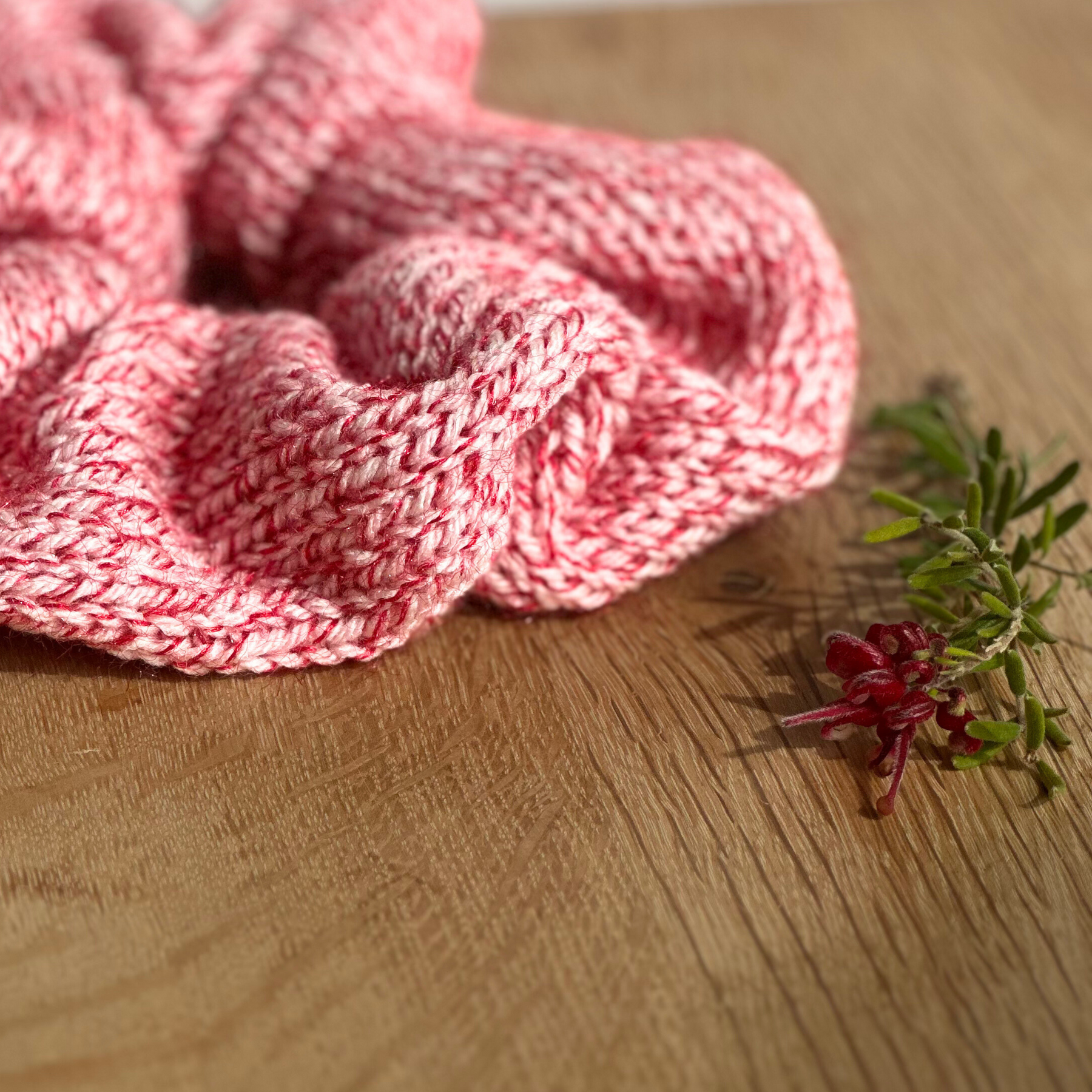 Oversized Candy Cane Knit Ruffled Scrunchie