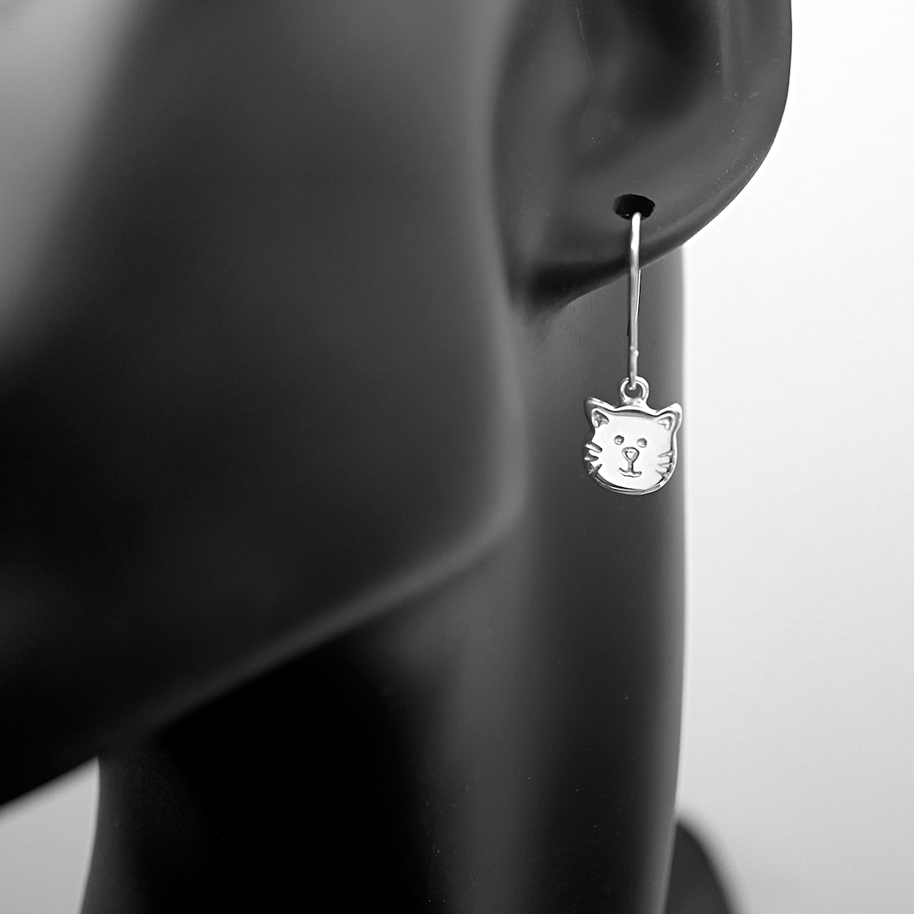 Cat Earrings - Handmade Sterling Silver Kitty Earrings