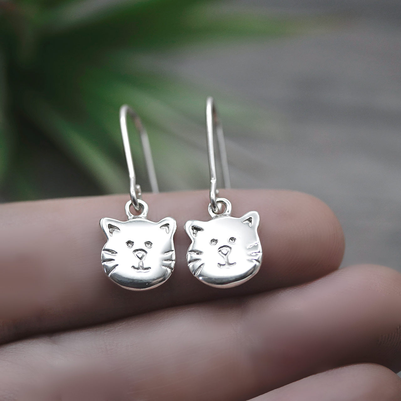 Cat Earrings - Handmade Sterling Silver Kitty Earrings