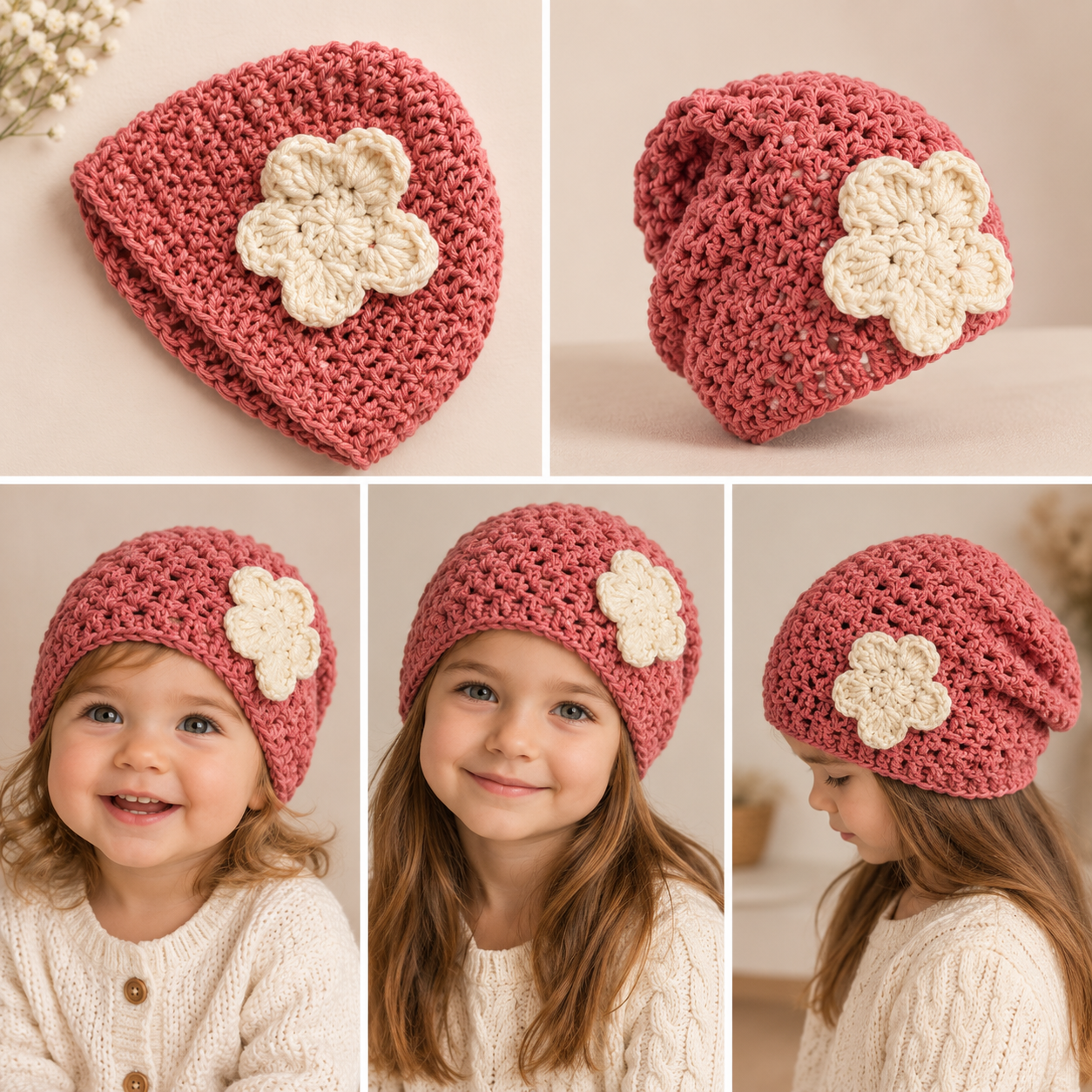 Hand-Crocheted Cotton Baby Hat Rosie Bloom