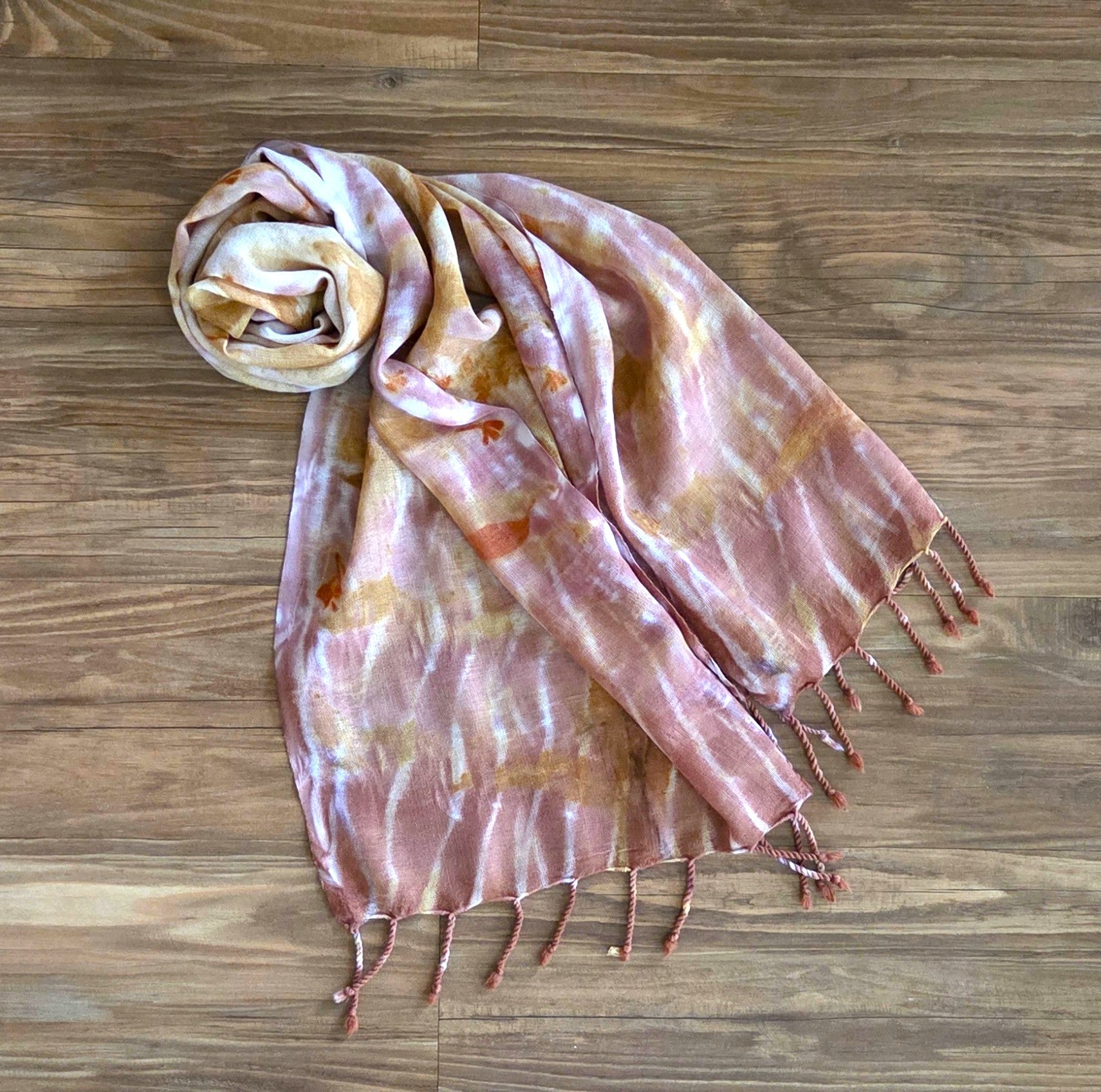 The Tilly - Pure Fine Handloomed Wool Ecoprint Scarf/Wrap
