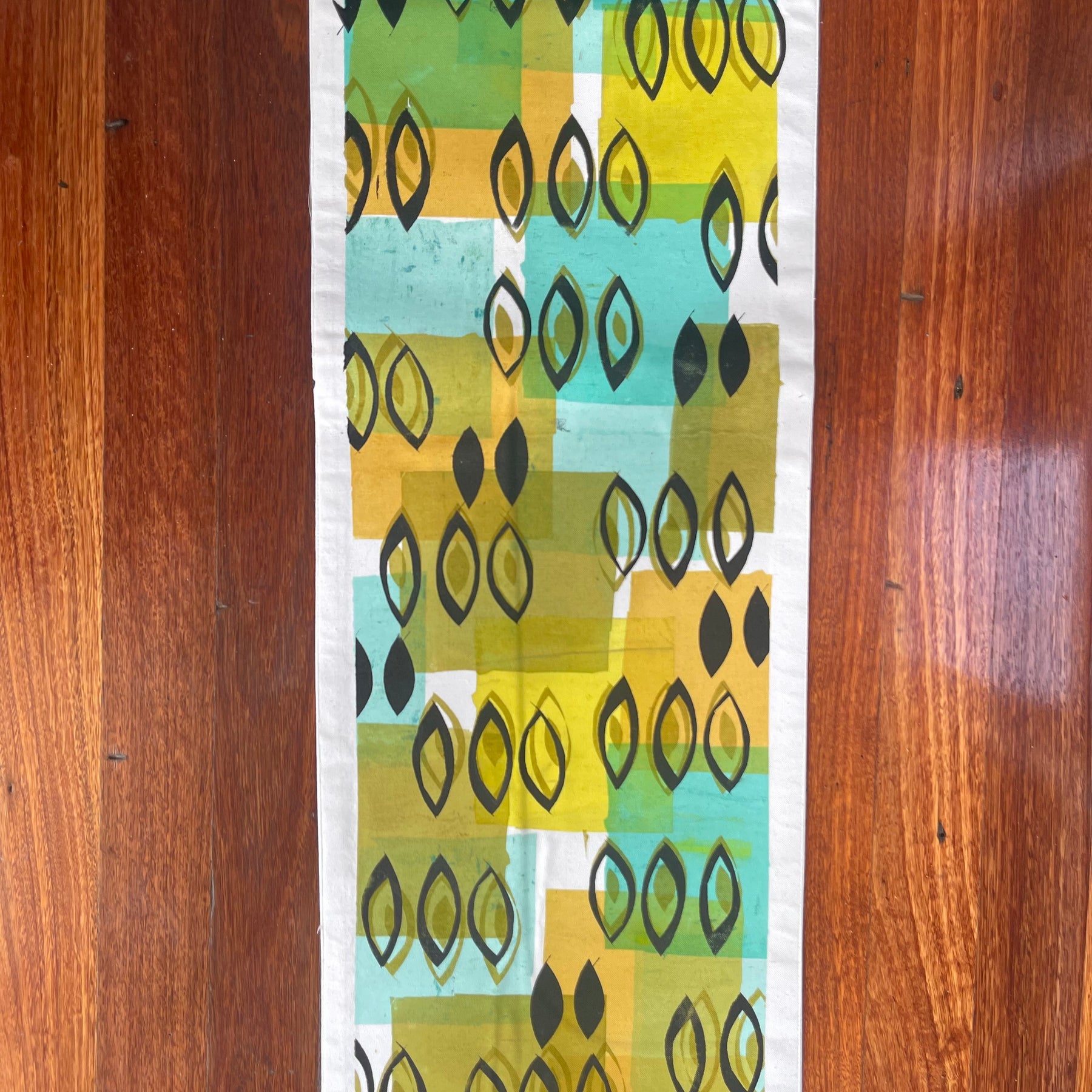 Table runner - Turquoise gold and black peaks