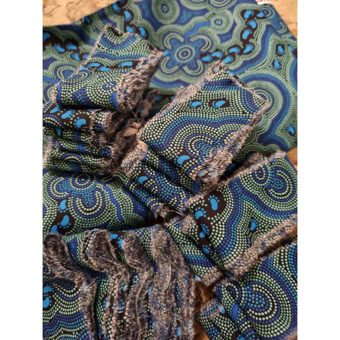 Handwoven blue fabric table runner