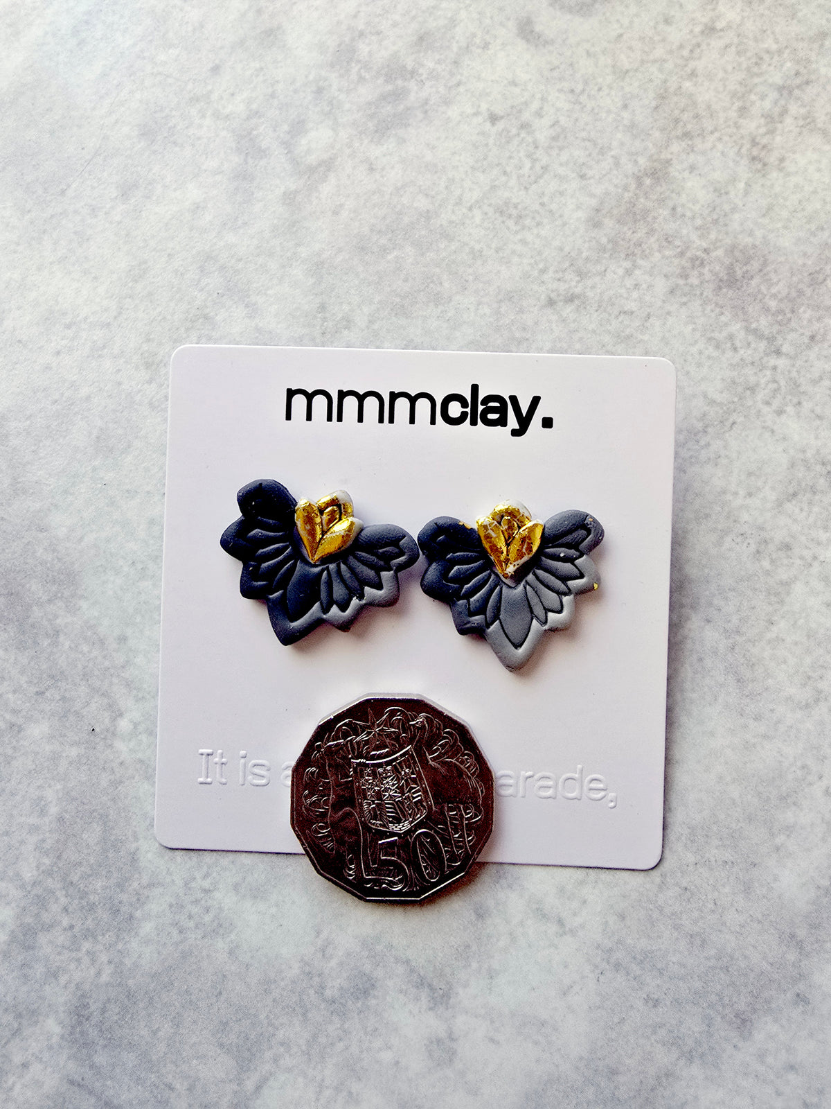 Goth Black Flower Polymer Clay Studs