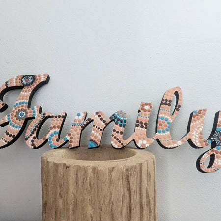 Family Handpainted Dot Art Word Sign