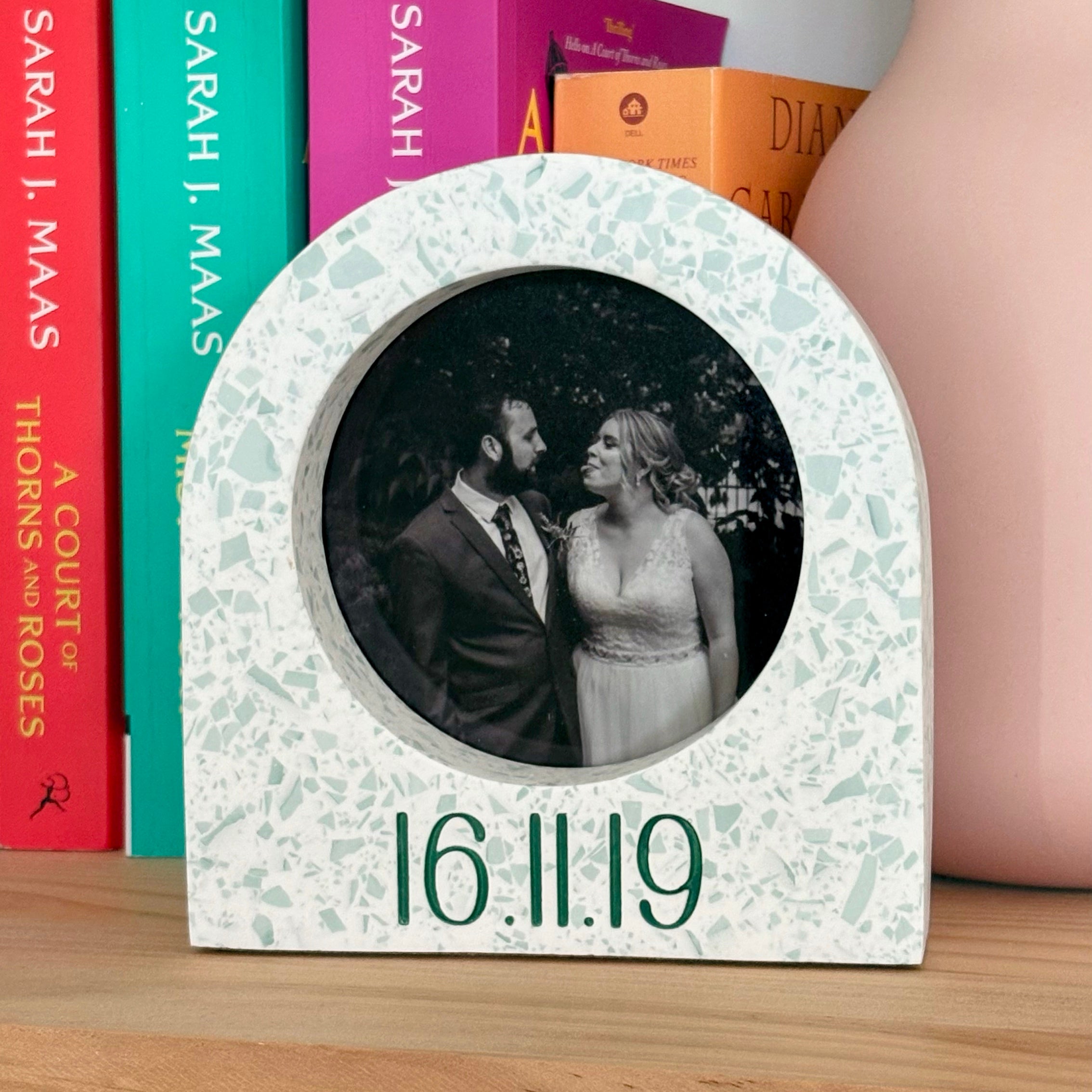 Wedding date arch terrazzo photo frame - multiple colour options