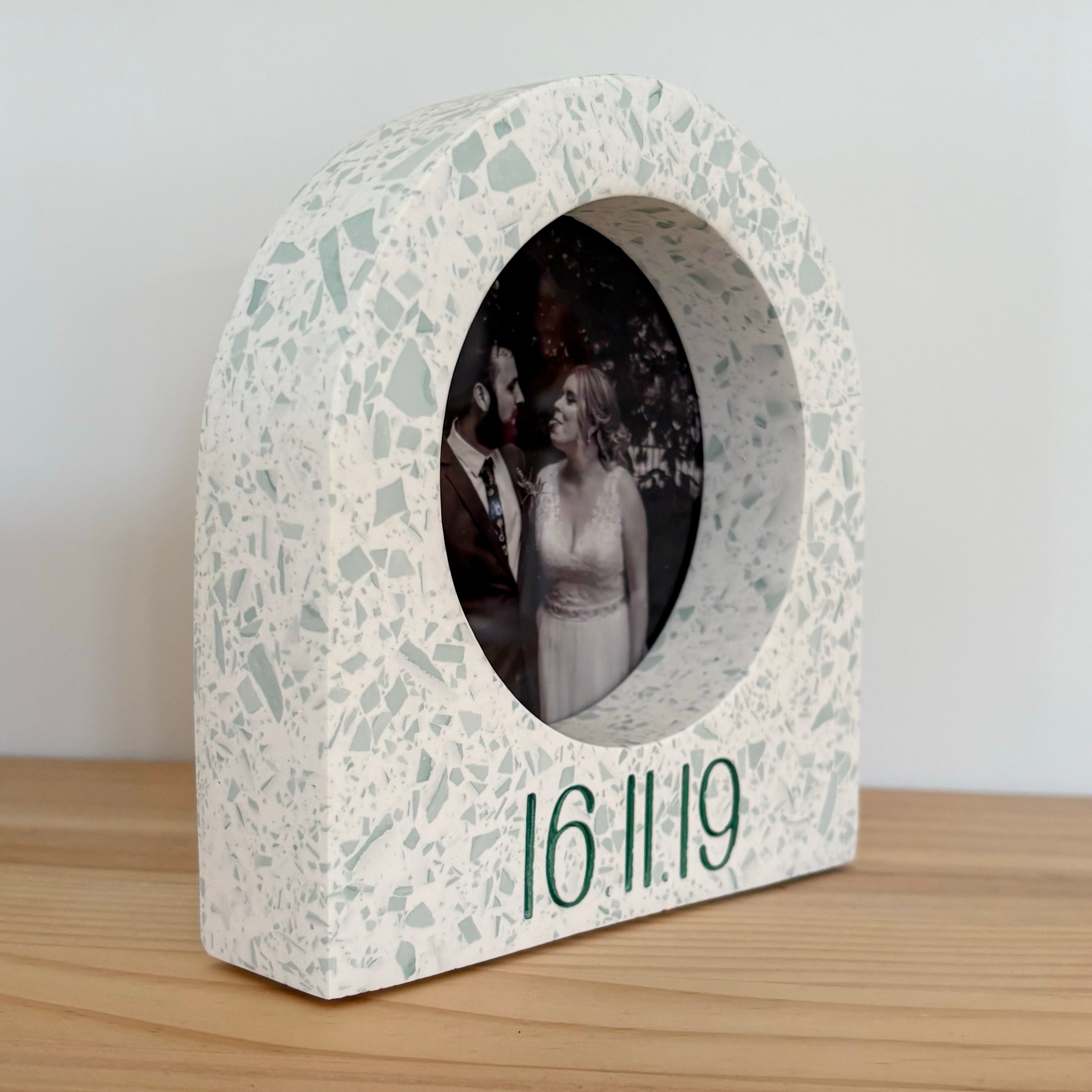 Wedding date arch terrazzo photo frame - multiple colour options
